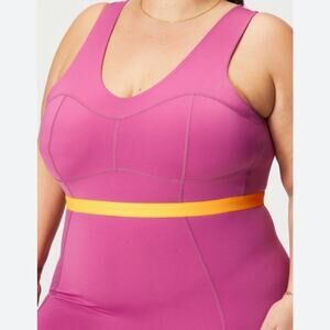 Fabletics Motion365+ Plum Orange One Piece Athletic Jumpsuit Leggings Plus Sz 4X